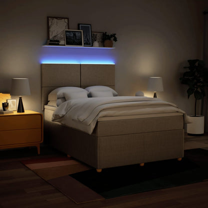 Boxspring met matras stof crèmekleurig 160x200 cm