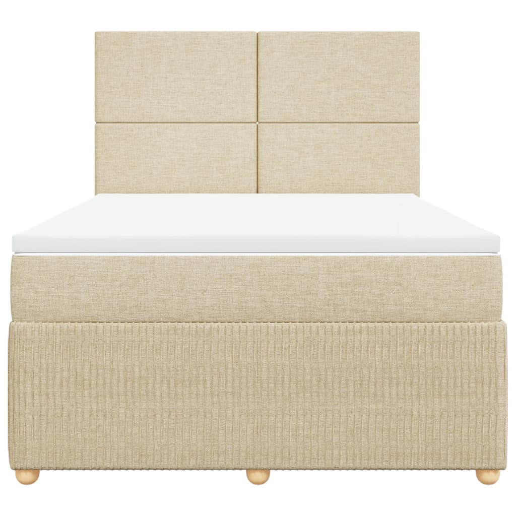 Boxspring met matras stof crèmekleurig 160x200 cm