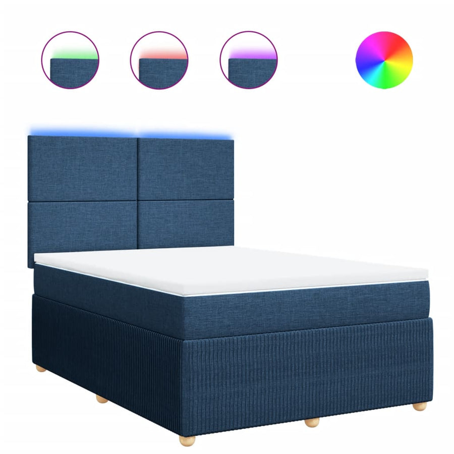 Boxspring met matras stof blauw 160x200 cm