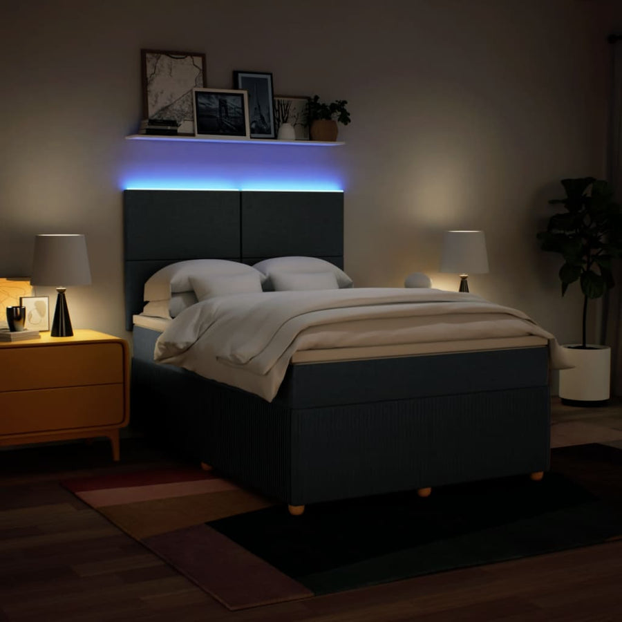 Boxspring met matras stof blauw 160x200 cm