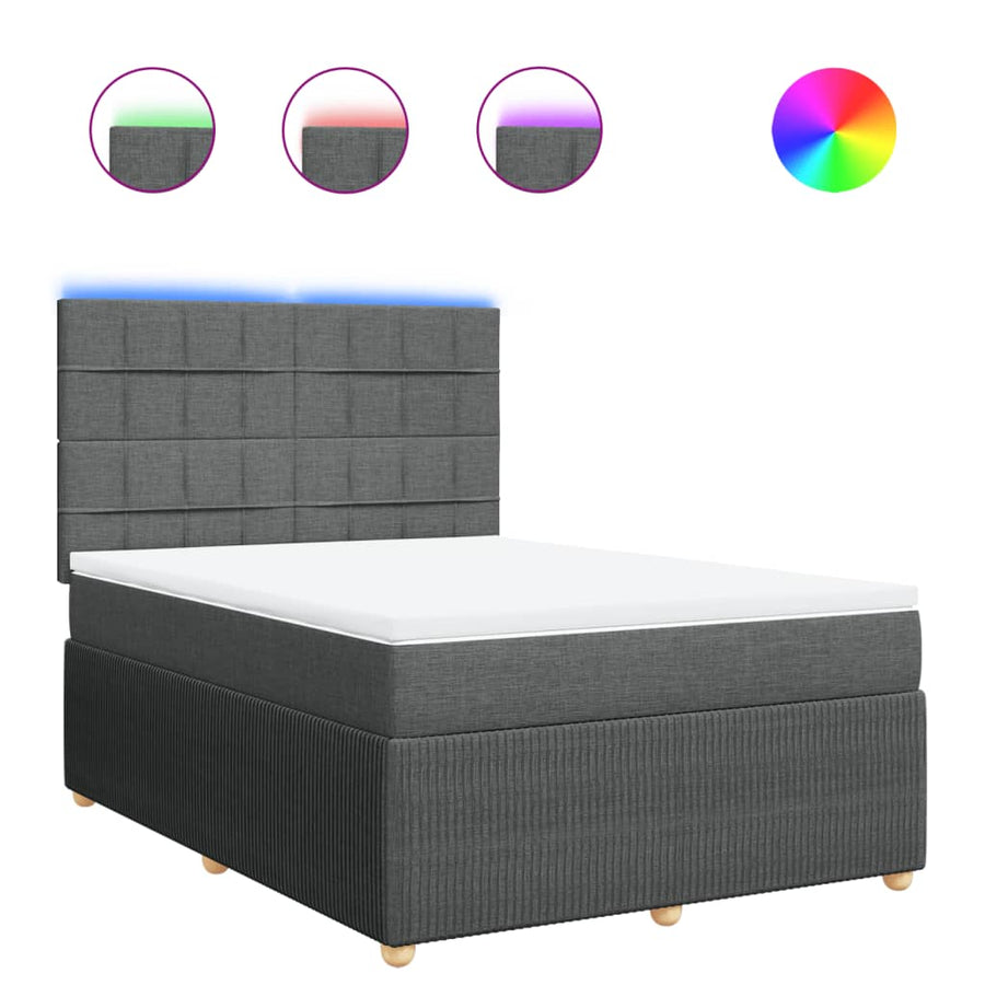 Boxspring met matras stof donkergrijs 160x200 cm