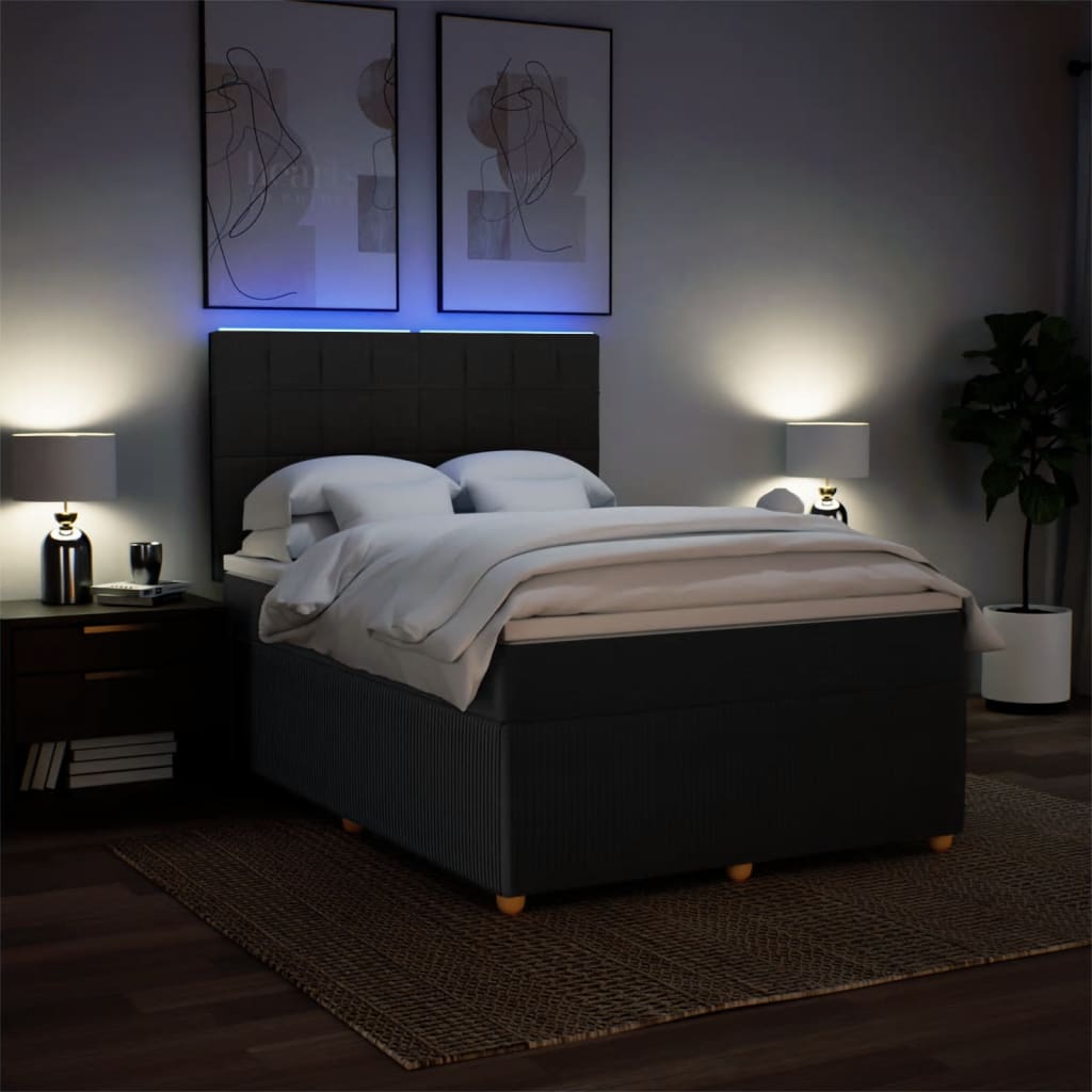 Boxspring met matras stof zwart 160x200 cm