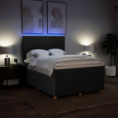 Boxspring met matras stof zwart 160x200 cm