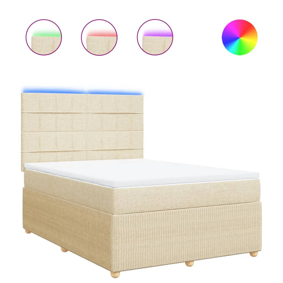 Boxspring met matras stof crèmekleurig 160x200 cm