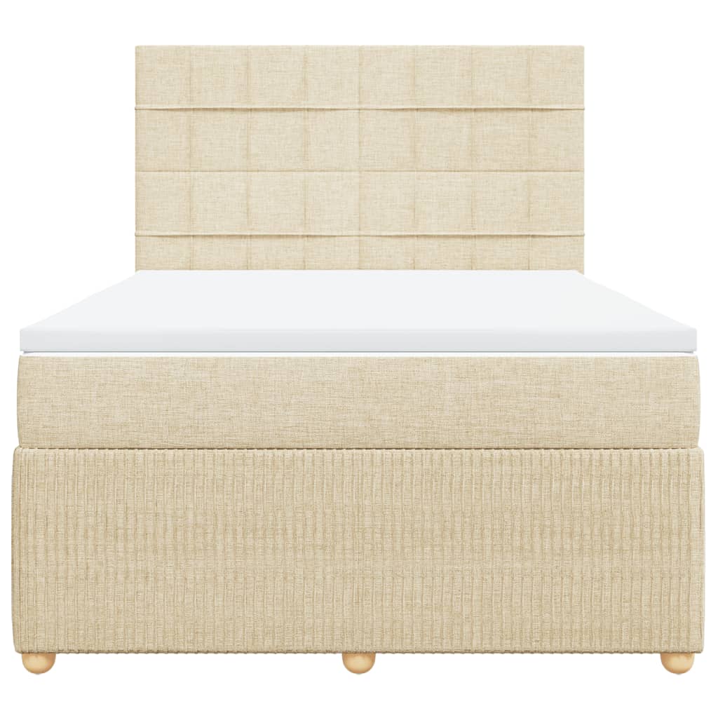 Boxspring met matras stof crèmekleurig 160x200 cm