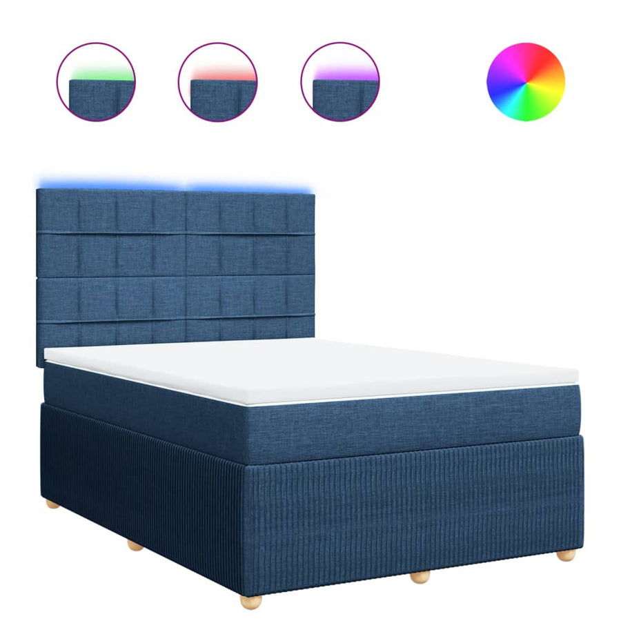 Boxspring met matras stof blauw 160x200 cm