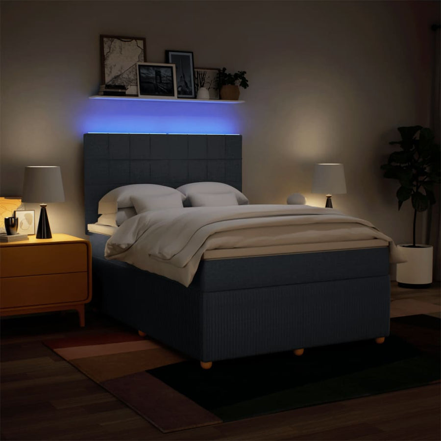 Boxspring met matras stof blauw 160x200 cm