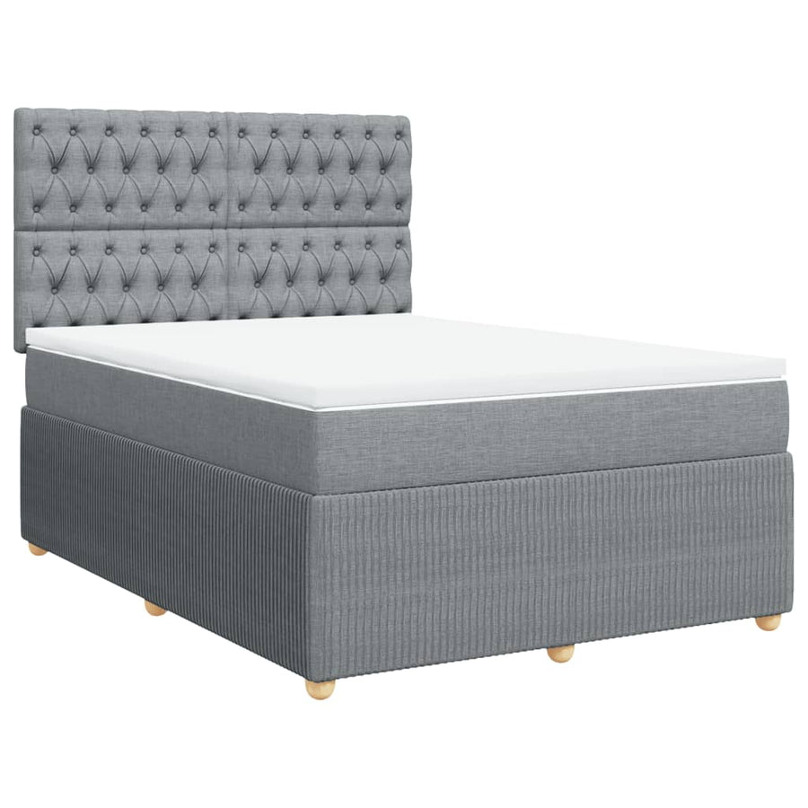 Boxspring met matras stof lichtgrijs 160x200 cm
