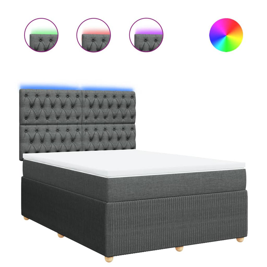 Boxspring met matras stof donkergrijs 160x200 cm