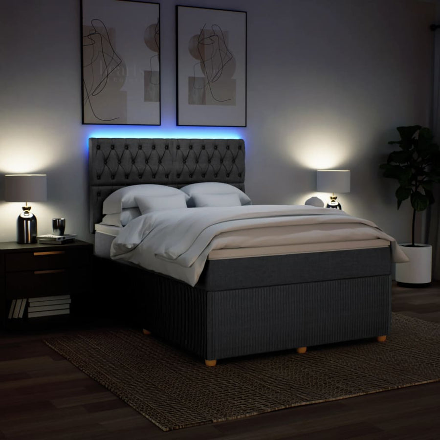 Boxspring met matras stof donkergrijs 160x200 cm