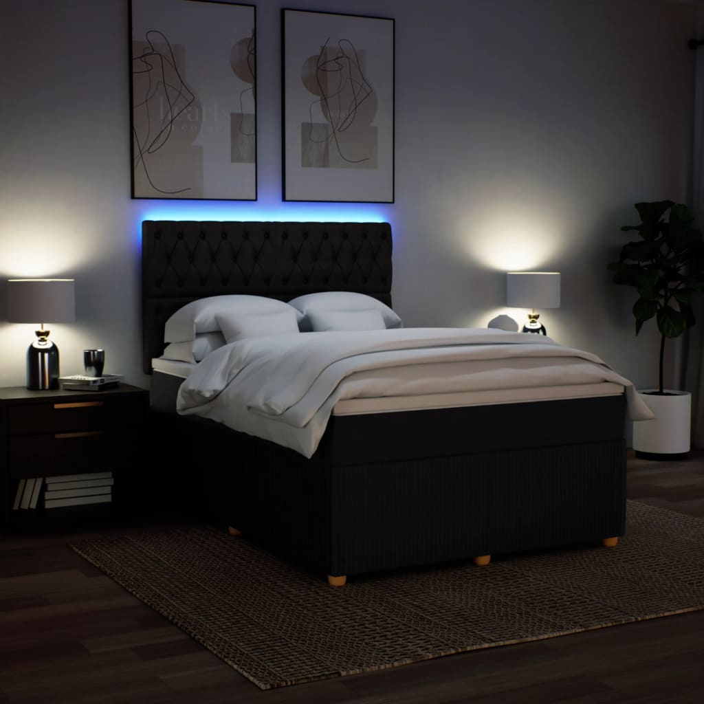 Boxspring met matras stof zwart 160x200 cm