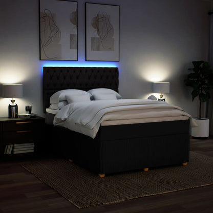 Boxspring met matras stof zwart 160x200 cm