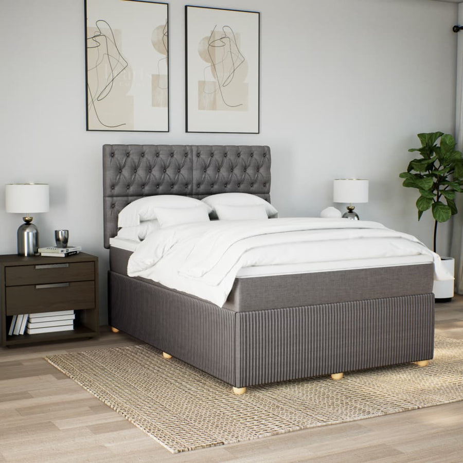 Boxspring met matras stof taupe 160x200 cm