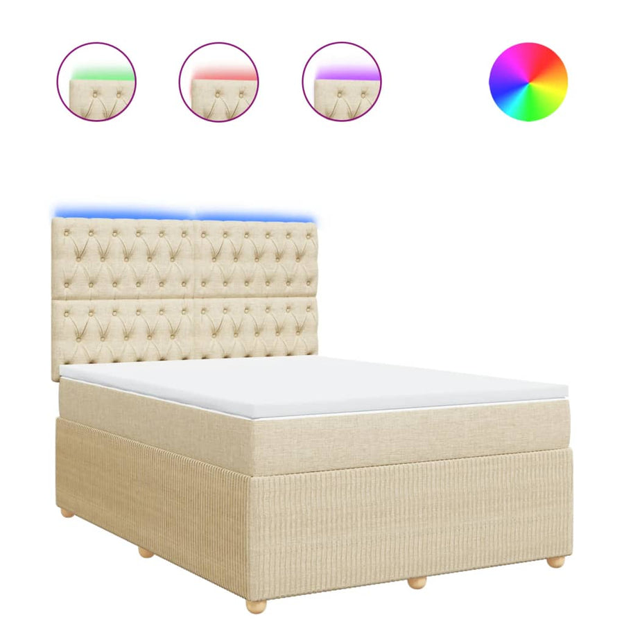 Boxspring met matras stof crèmekleurig 160x200 cm