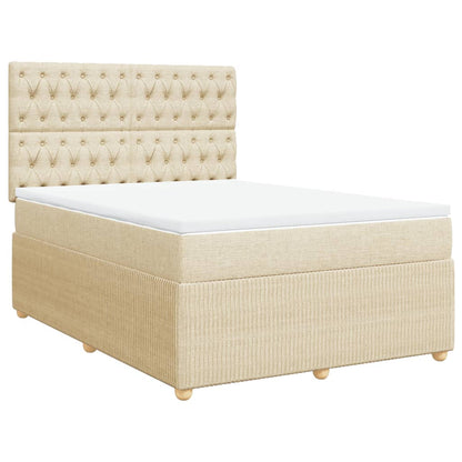 Boxspring met matras stof crèmekleurig 160x200 cm