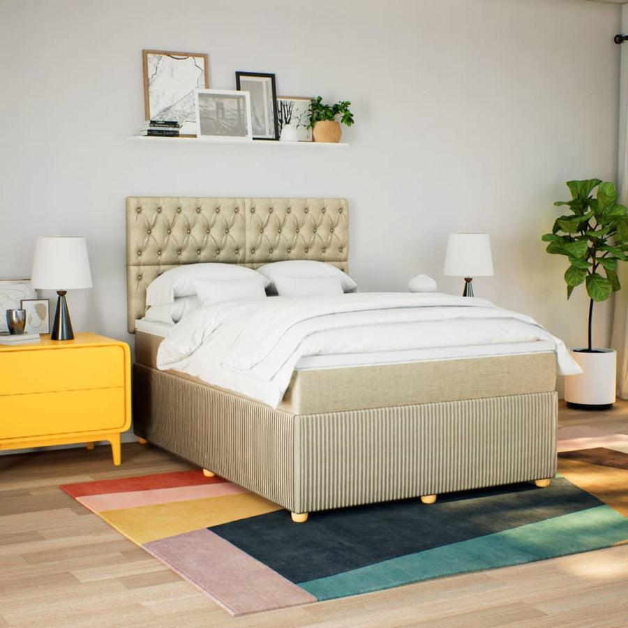 Boxspring met matras stof crèmekleurig 160x200 cm