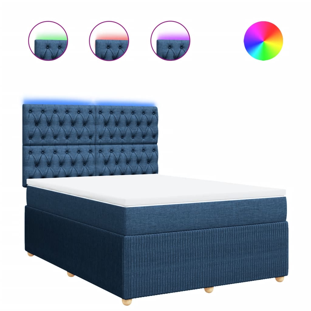 Boxspring met matras stof blauw 160x200 cm