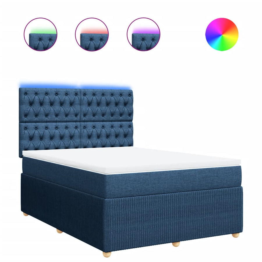 Boxspring met matras stof blauw 160x200 cm