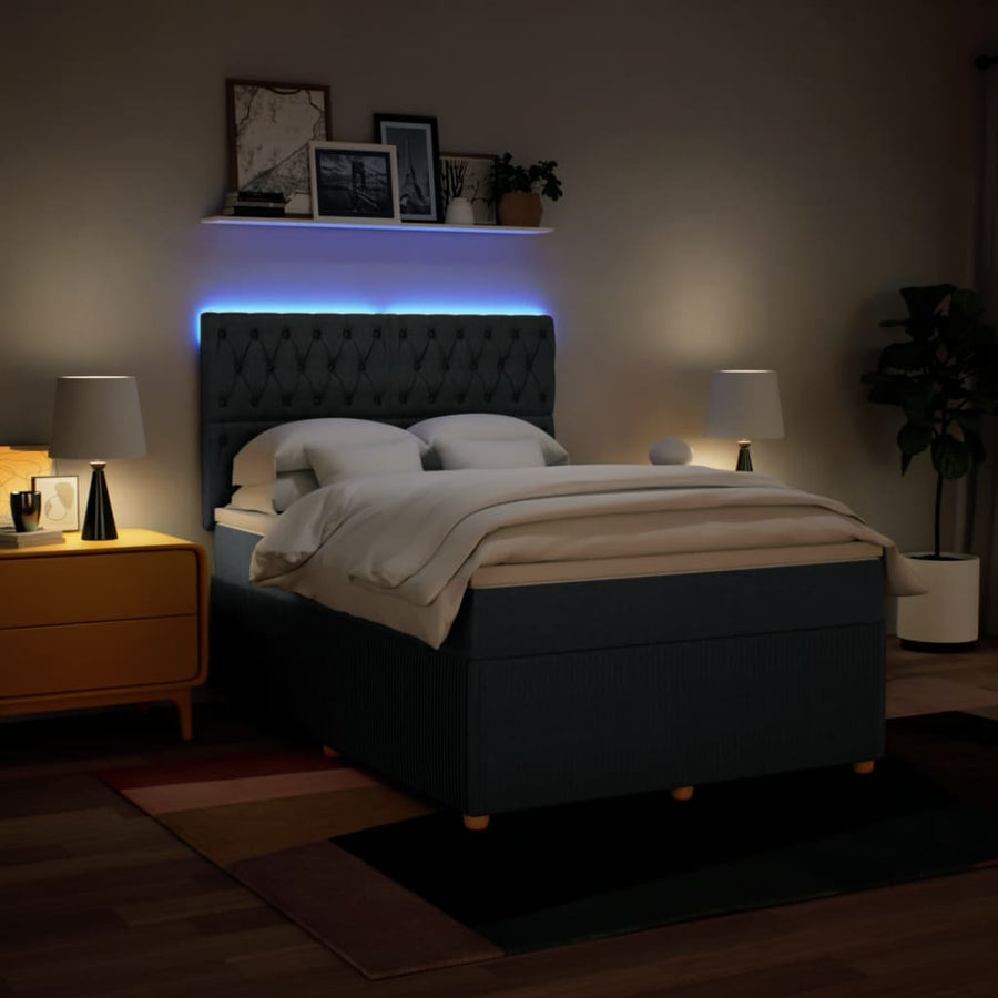 Boxspring met matras stof blauw 160x200 cm