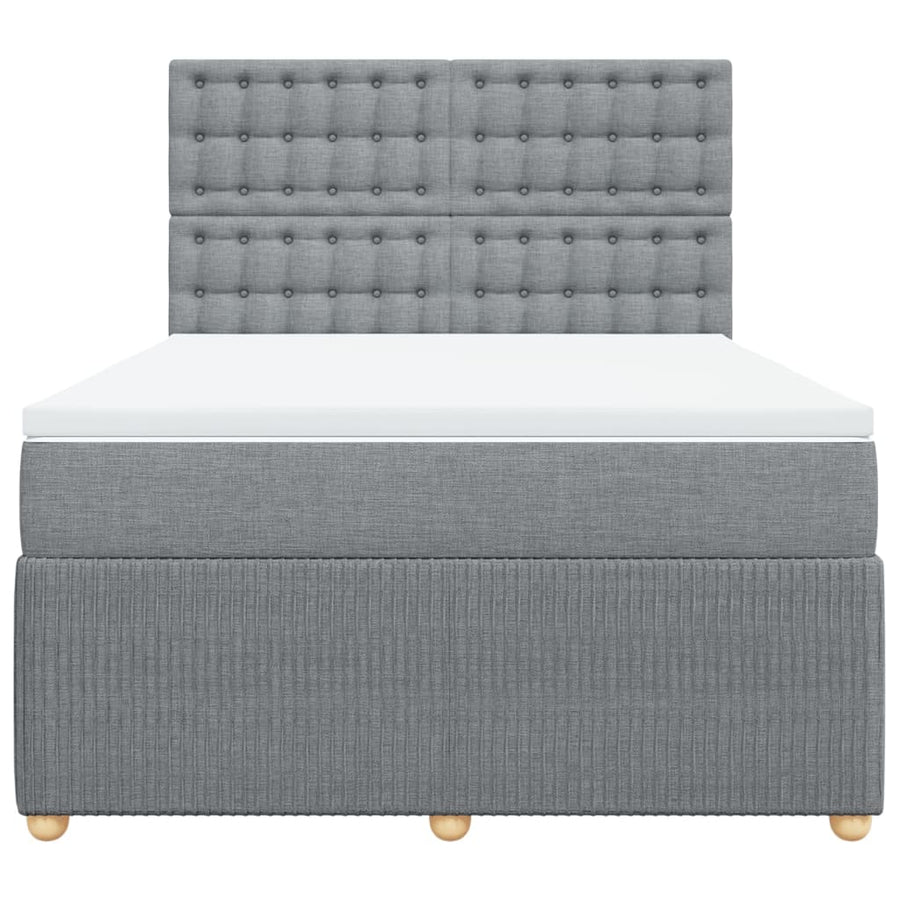 Boxspring met matras stof lichtgrijs 160x200 cm