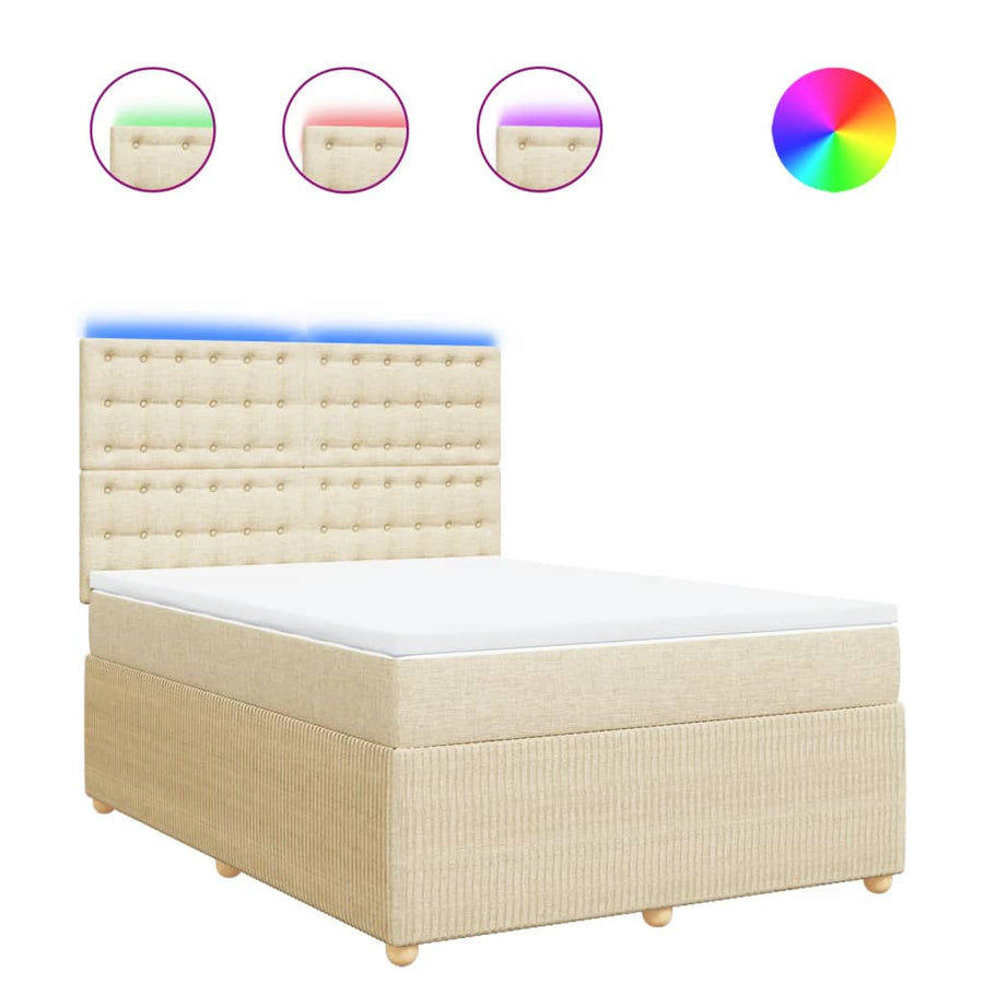 Boxspring met matras stof crèmekleurig 160x200 cm
