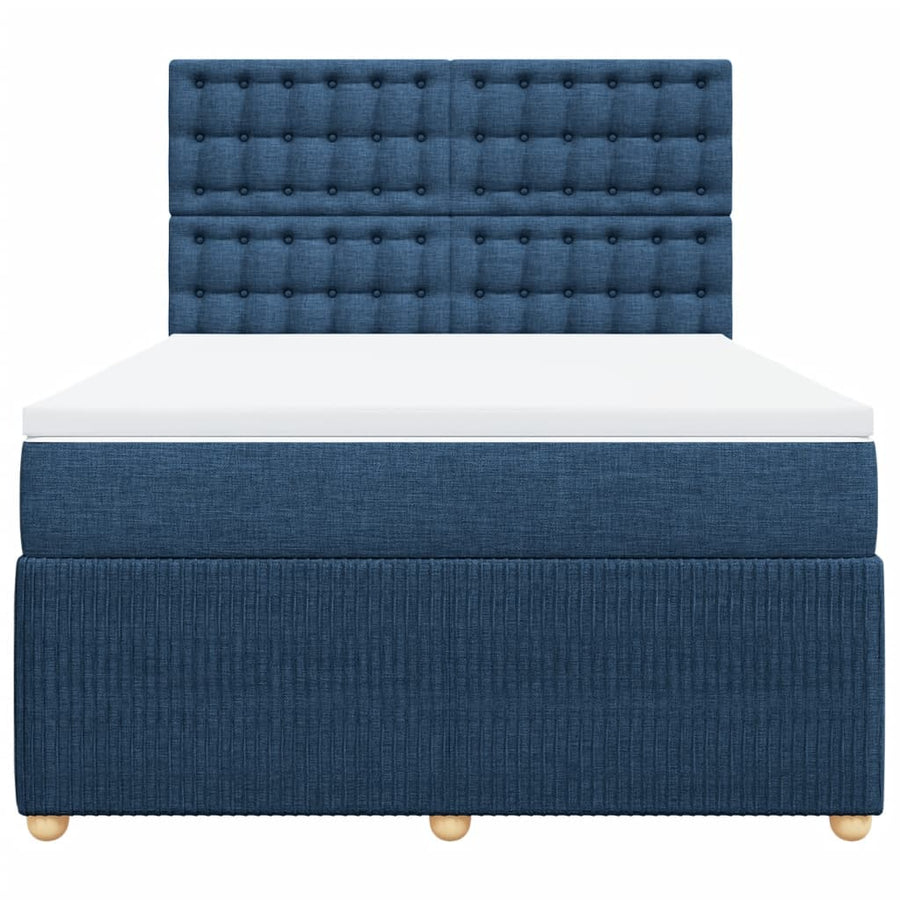 Boxspring met matras stof blauw 160x200 cm