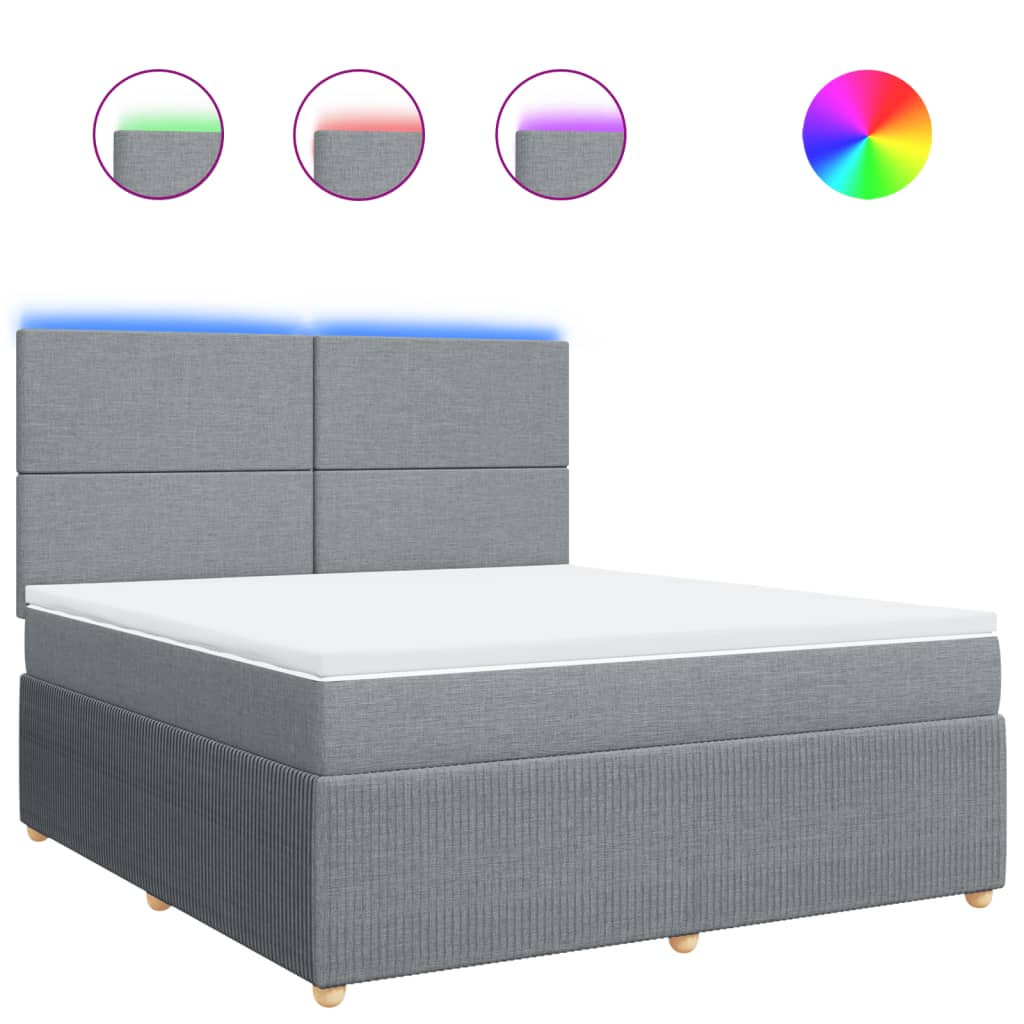 Boxspring met matras stof lichtgrijs 180x200 cm