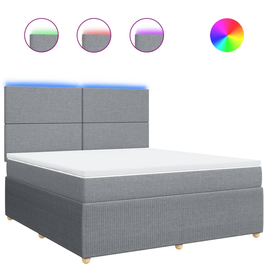 Boxspring met matras stof lichtgrijs 180x200 cm