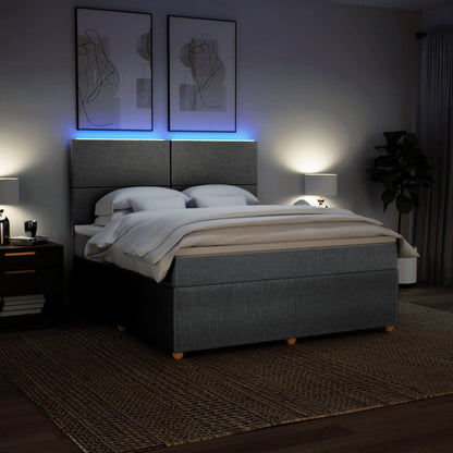 Boxspring met matras stof lichtgrijs 180x200 cm
