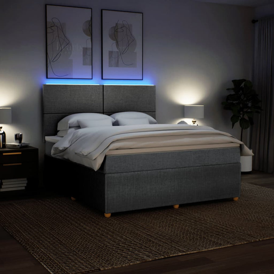 Boxspring met matras stof lichtgrijs 180x200 cm