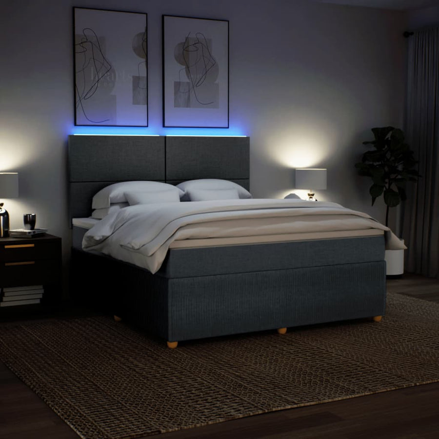 Boxspring met matras stof donkergrijs 180x200 cm