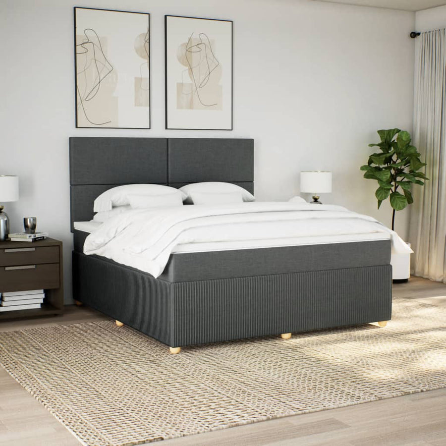 Boxspring met matras stof donkergrijs 180x200 cm