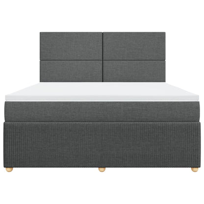 Boxspring met matras stof donkergrijs 180x200 cm