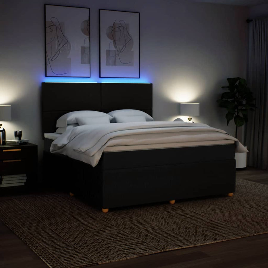 Boxspring met matras stof zwart 180x200 cm