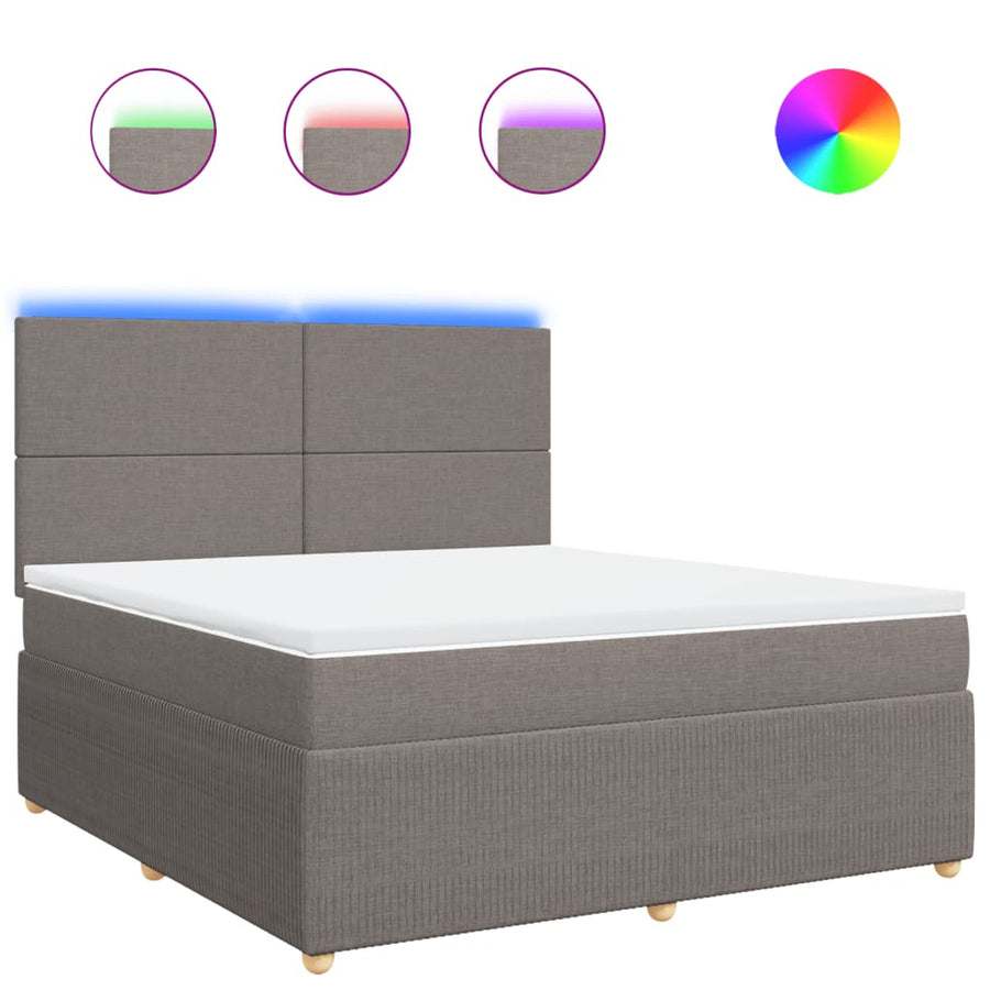 Boxspring met matras stof taupe 180x200 cm