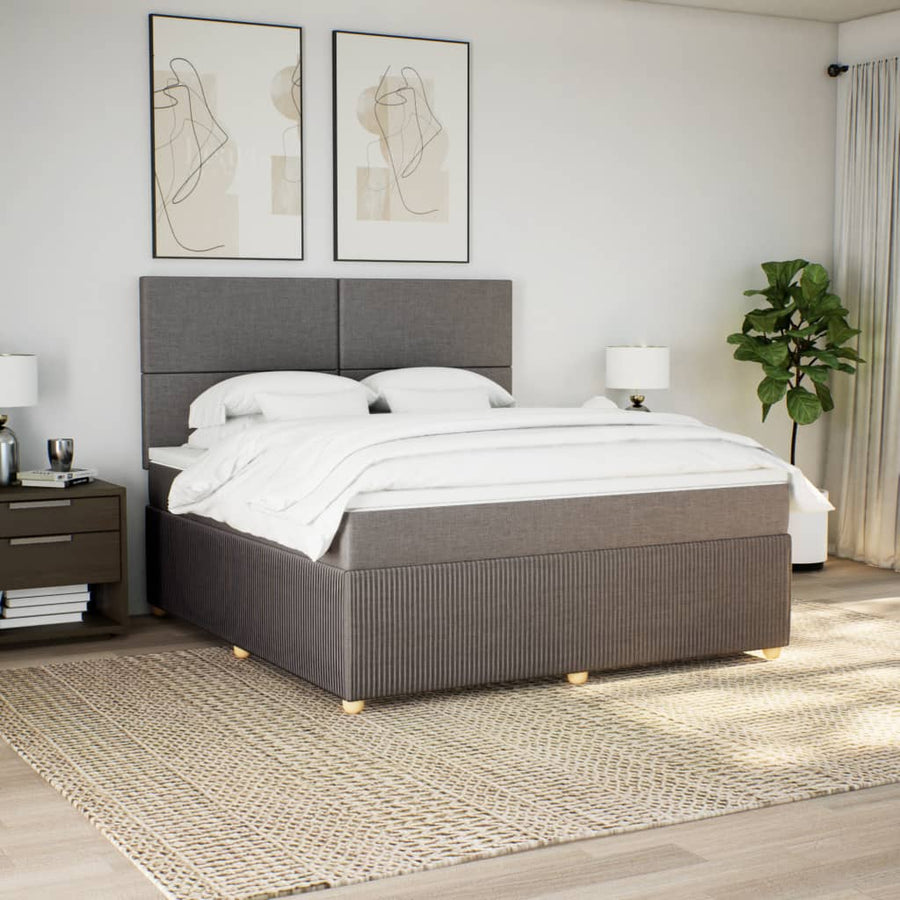 Boxspring met matras stof taupe 180x200 cm