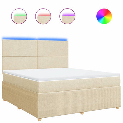 Boxspring met matras stof crèmekleurig 180x200 cm