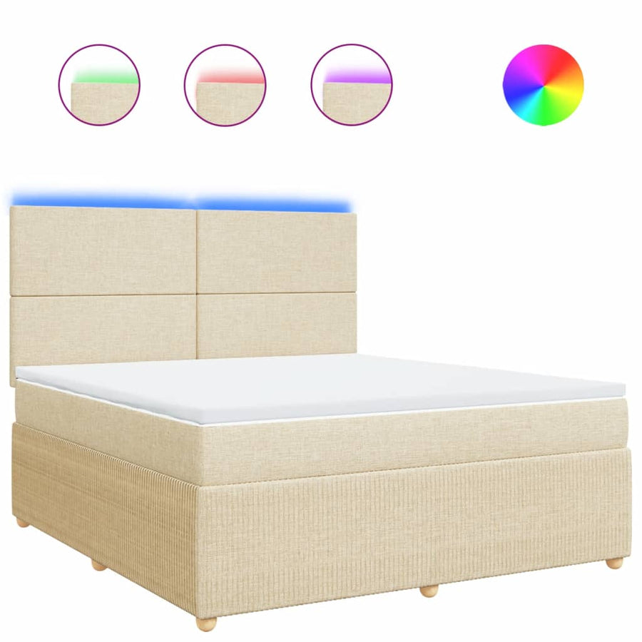 Boxspring met matras stof crèmekleurig 180x200 cm