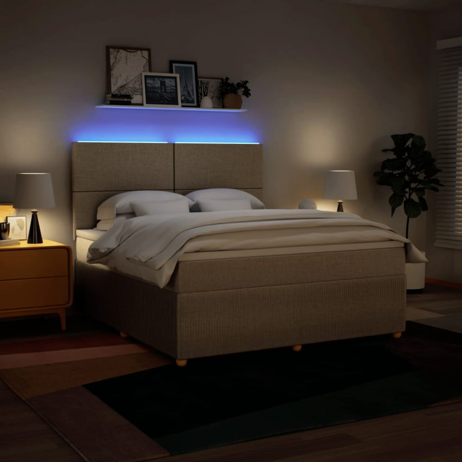 Boxspring met matras stof crèmekleurig 180x200 cm