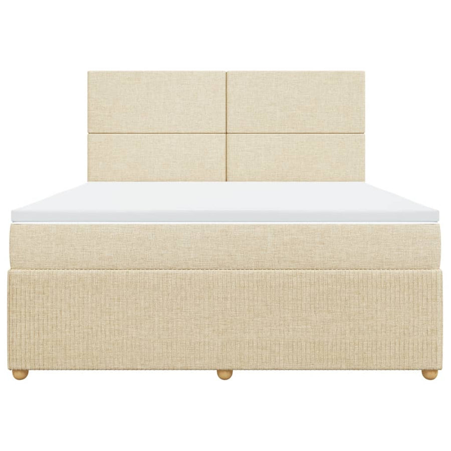 Boxspring met matras stof crèmekleurig 180x200 cm