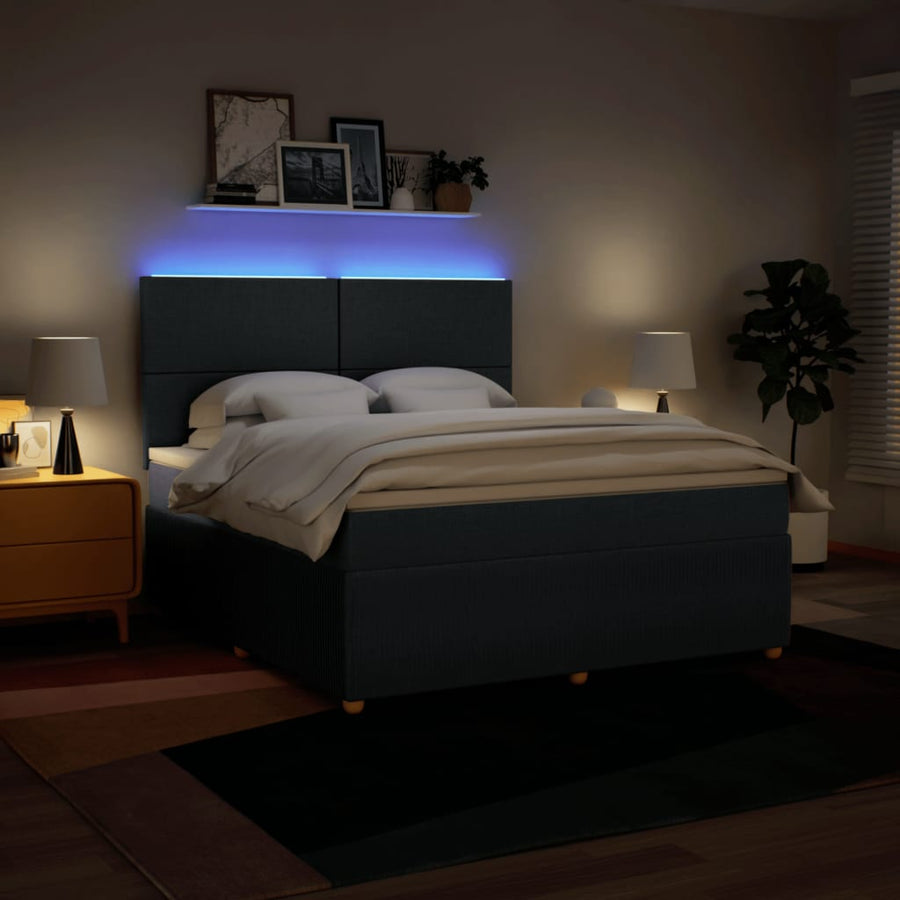 Boxspring met matras stof blauw 180x200 cm