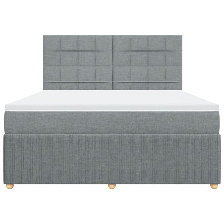 Boxspring met matras stof lichtgrijs 180x200 cm