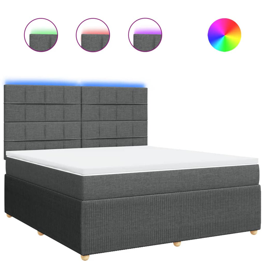 Boxspring met matras stof donkergrijs 180x200 cm