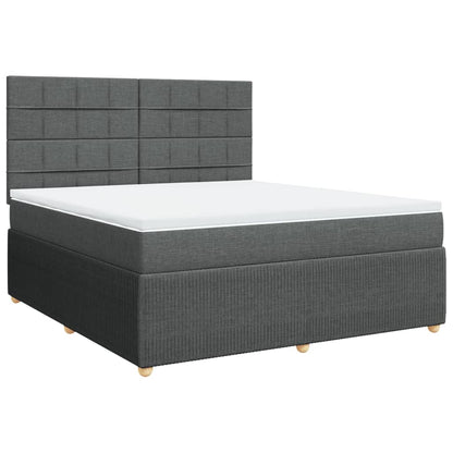 Boxspring met matras stof donkergrijs 180x200 cm