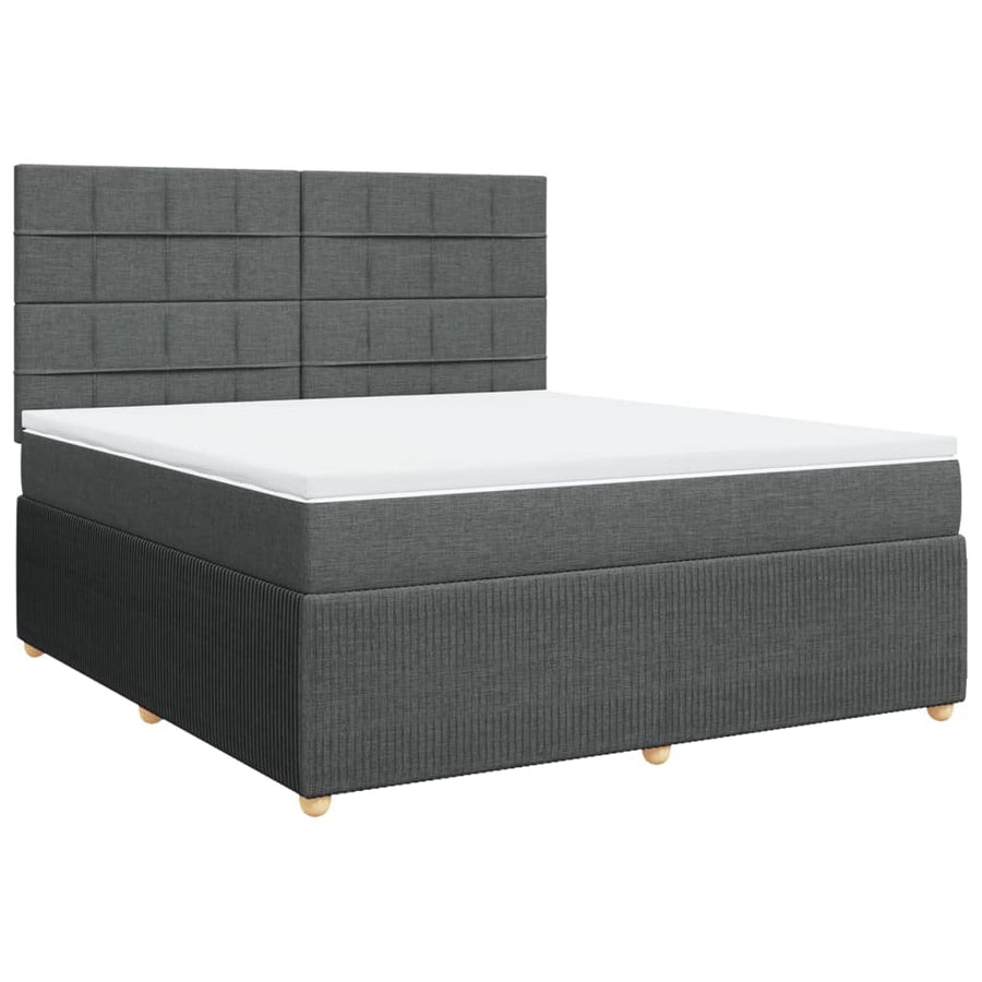 Boxspring met matras stof donkergrijs 180x200 cm