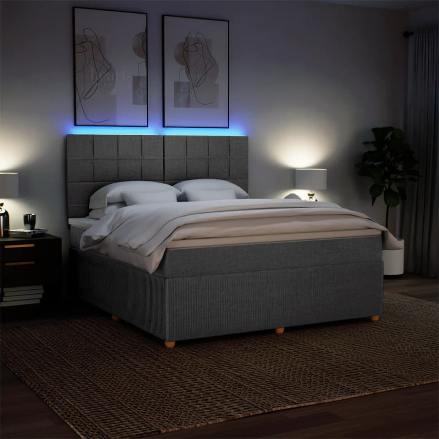Boxspring met matras stof donkergrijs 180x200 cm