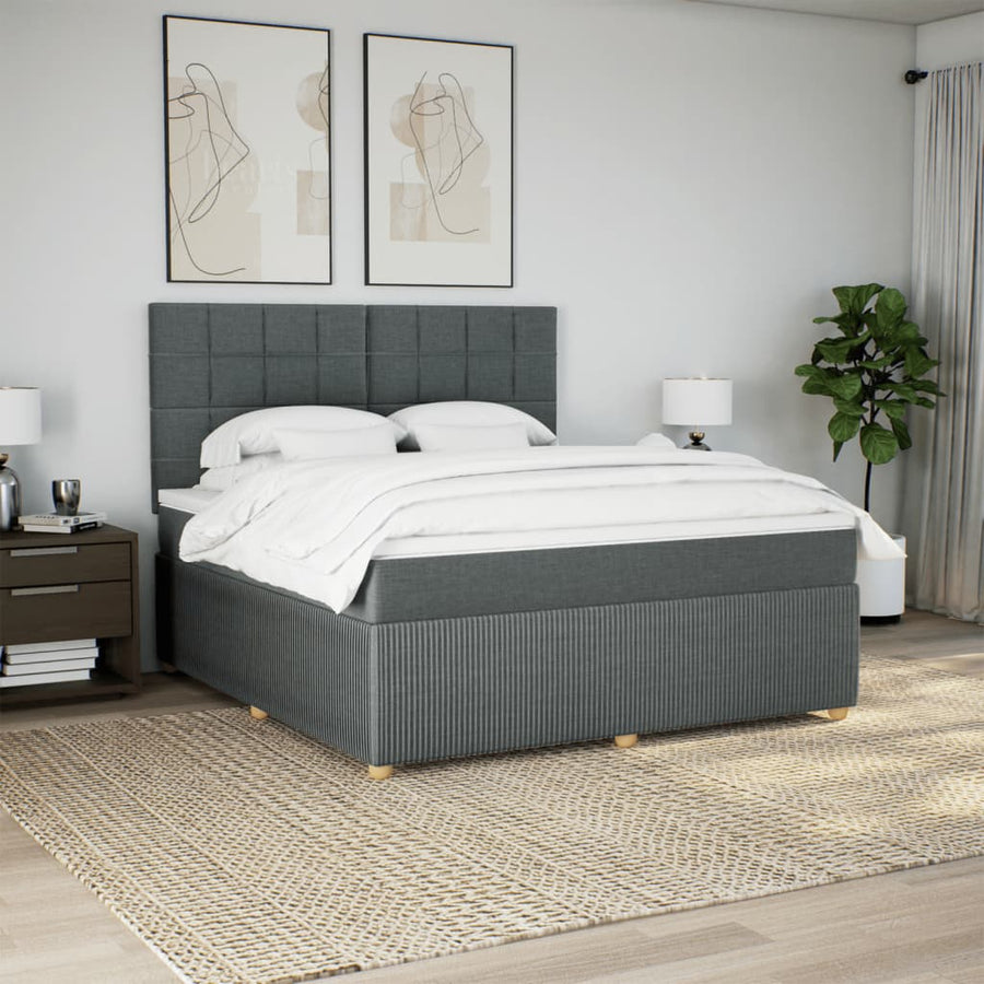 Boxspring met matras stof donkergrijs 180x200 cm