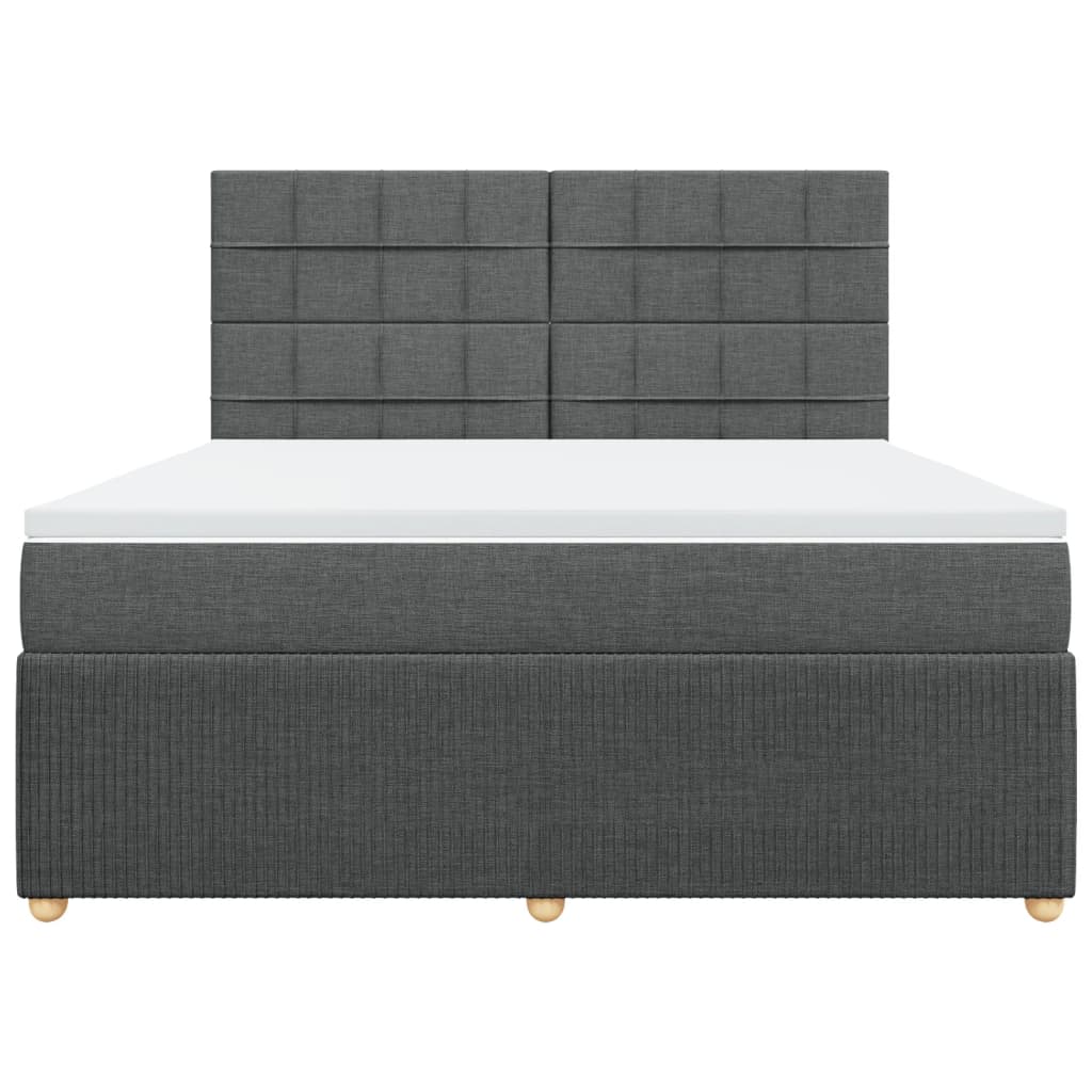 Boxspring met matras stof donkergrijs 180x200 cm