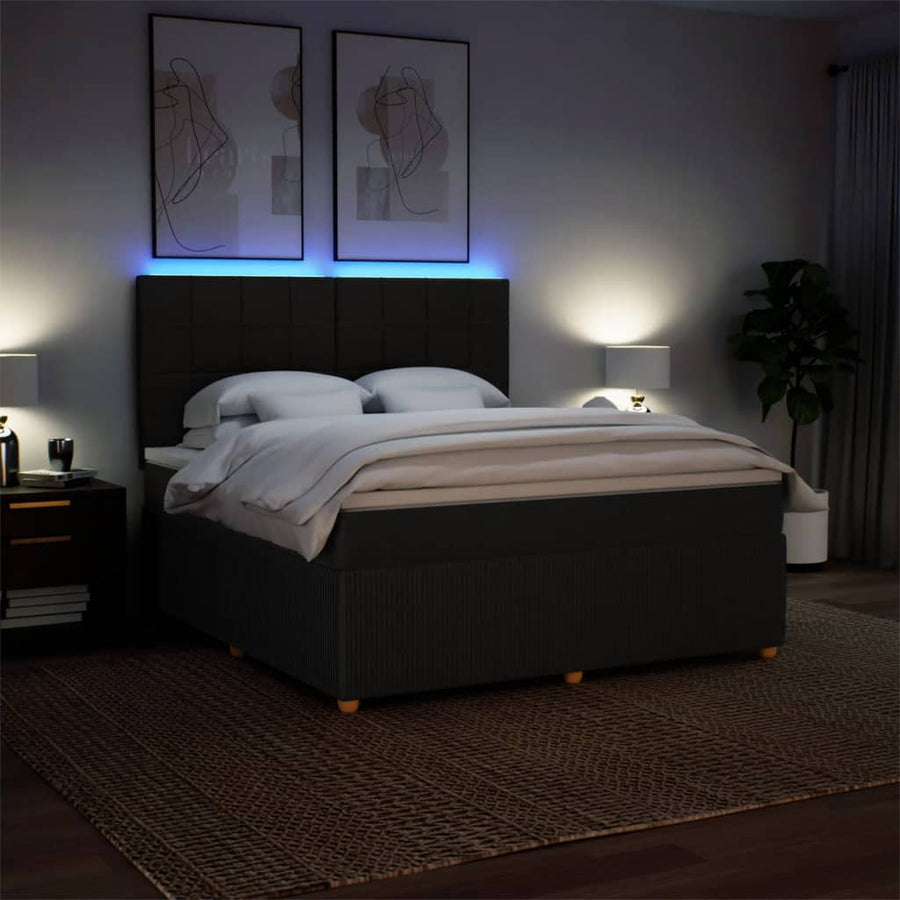Boxspring met matras stof zwart 180x200 cm