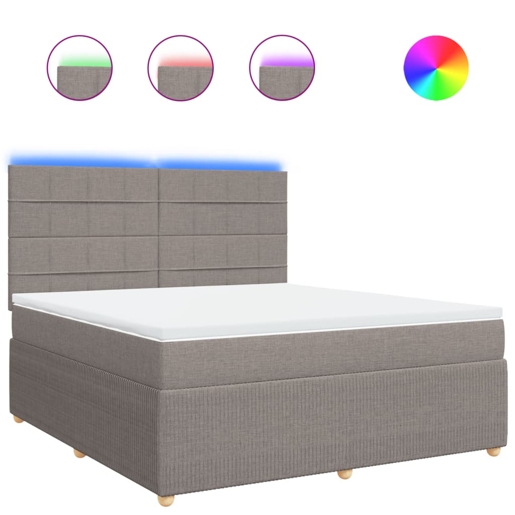 Boxspring met matras stof taupe 180x200 cm